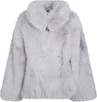 Rotate Faux Fur Flared Jacket - Dames - Jassen - Grijs - S - Polyester - Jassen