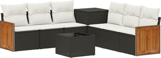 vidaXL Juego De Sof&aacute; 8 Uds. Negro Y Blanco Crema Vidaxl