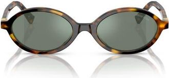Miu Miu 50mm Oval Sunglasses in Honey Havana /Green at Nordstrom
