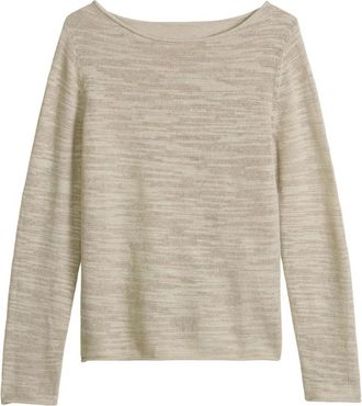 Marc O'Polo Trui met boothals - Dames - Ronde hals truien - Beige - M - Katoen - Truien & Vesten