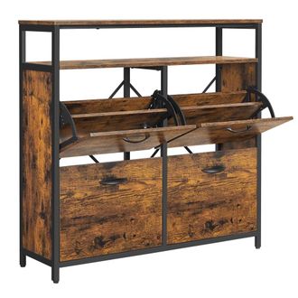 Vasagle Mueble zapatero de 4 compartimentos para 12-20 pares de color marr&oacute;n