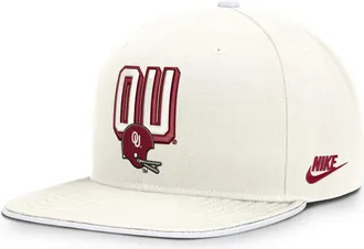 Nike Oklahoma Legacy Letter & Mascot Pro Nike Mens Dri-FIT College Adjustable Hat in White | NC120G9GOKV-207
