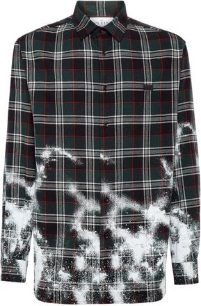 Philipp Plein Tartan Dandy Oversized Shirt - Heren - Casual Overhemden - Veelkleurig - S - Katoen - Overhemden