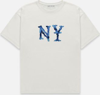 Duke + Dexter Duke + Dexter, Mens NY Watercolour Vintage White T-Shirt, Size XXL