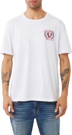 True Religion Relaxed Fit World Tour Logo Graphic T-Shirt in Optic White at Nordstrom, Size Xxx-Large