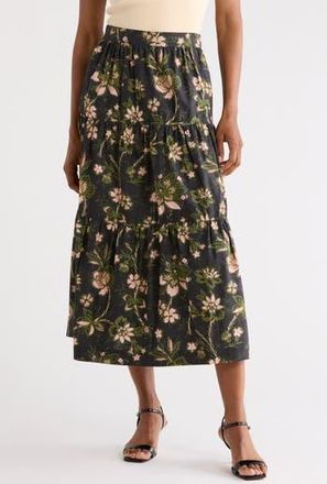 Derek Lam Lynne High Waist Maxi Skirt in Black Fall Foliage at Nordstrom Rack, Size 14