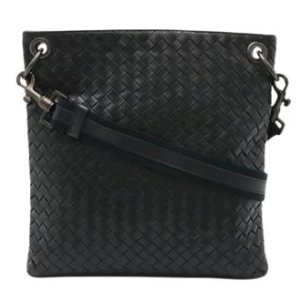 Bottega Veneta Pre-owned Cross Body Bags, male, Black, Size: ONE SIZE Pre-owned Intrecciato Leather Shoulder Bag