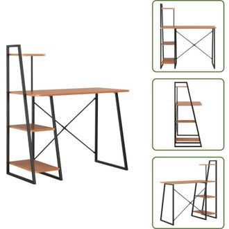 vidaXL The Living Store Scrivania con Mensole Nera e Marrone 102x50x117 cm - Scaffalature