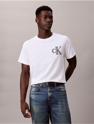 Calvin Klein Jeans Calvin Klein Mens Varsity Monogram Patch T-Shirt - White - XS