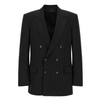 Tom Ford Jassen, Heren, Zwart, L, Wol, Micro Check Wool Blazer