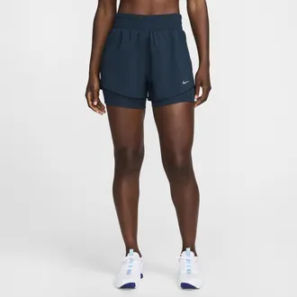 Nike Womens One Dri-FIT High-Waisted 3 2-in-1 Shorts in Blue | DX6016-478