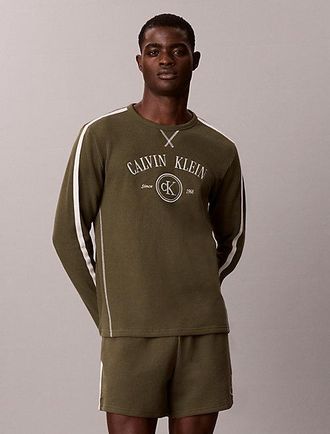 Calvin Klein Camiseta De Estar Por Casa De Manga Larga Con Tejido Gofrado Peinado