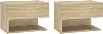 vidaXL Mesita De Noche De Pared 2 Unidades Color Roble Sonoma Vidaxl