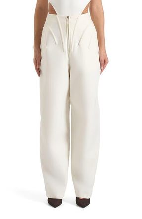 Mani&egrave;re De Voir Rena High Waisted Corset Sculptural Trousers in Off White at Nordstrom, Size 12