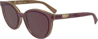 Longchamp Zonnebril met rond montuur - Dames - Zonnebrillen - Paars - 52 MM - Accessoires