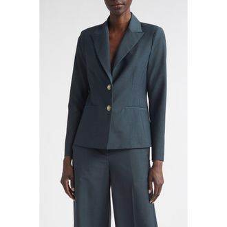 St. John Wool Blend Stretch M&eacute;lange Jacket in Pine Melange at Nordstrom, Size 10
