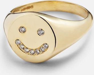 Roxanne First Smiley 14kt gold ring with diamonds