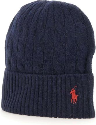 Polo Ralph Lauren Cable-Knit Beanie - Dames - Hoeden - Blauw - ONE Size - Wol - Accessoires