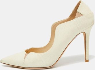 Jimmy Choo London Cream Texture Leather Tamika Pumps