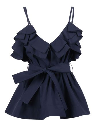 P.A.R.O.S.H. Sleeveless Peplum Layered Blouse