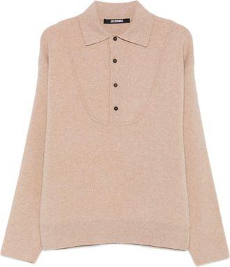 Jacquemus Polo Neck Sweater in Beige Wool-Cashmere Blend