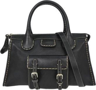 Chlo&eacute; Pre-owned Handbags, female, Black, Size: ONE SIZE Pre-owned Edith NM Satchel