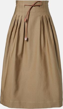 Max Mara Tempio belted cotton twill midi skirt