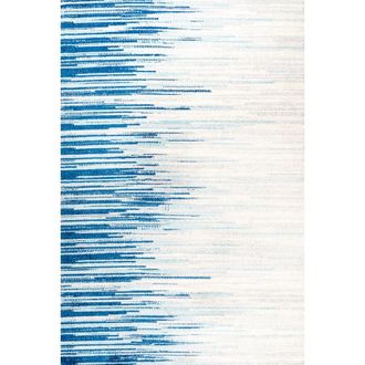 Jonathan Y Designs Linear Modern Half-Stripe Area Rug in Blue/cream at Nordstrom, Size 2Ft 0In X 8Ft 0In