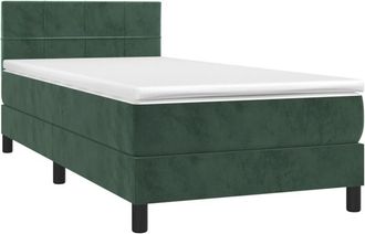 vidaXL Cama Box Spring Colch&oacute;n Y Led Terciopelo Verde Oscuro 80x200 Cm Vidaxl