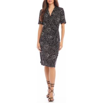Karen Kane Cascade Faux Wrap Dress in Black Print at Nordstrom Rack, Size Small