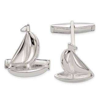 Diamond2Deal Sterling Silver Sail Boat Cuff Links