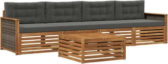 vidaXL Conjunto De Sof&aacute;s De Exterior 5 Uds. Natural Y Antracita Vidaxl