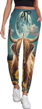 Generic Highland Cow Sunflower Womens Joggers Comfy Sweatpants Lightweight Yoga Athletic Workout Track Pants 3XL