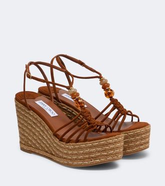 Jimmy Choo London Lemi embellished suede espadrille wedges