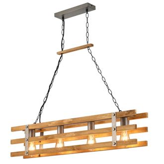 Trio Lampadario Legno Design Rustico Khan 4 Luci Trio Lighting
