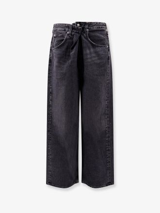 A Gold E Pantalone Vana Fold Jean in denim black rigenerato - AGOLDE - gender_Woman