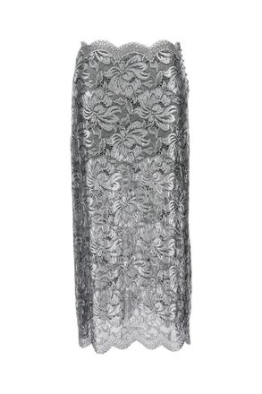 Paco Rabanne Intricate Silver Lacquered Lace Maxi Skirt