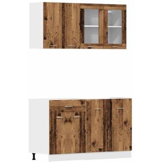 vidaXL Conjunto De Armarios De Cocina De 4 Piezas lyon De, Madera De Ingenier&iacute;a Antigua Vidaxl