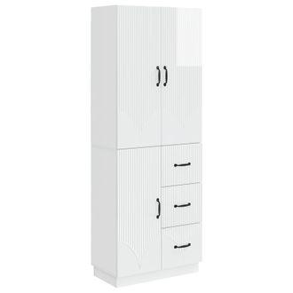 vidaXL Juego De Armarios 2 Uds. Blanco Brillante Madera De Ingenier&iacute;a Vidaxl