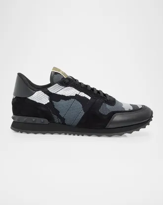 Valentino Garavani Men & apos;s Rockrunner Mesh Camouflage Sneakers