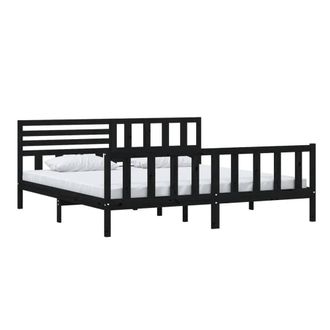 Berkfield Home Beautiful Bed Frame Black Solid Wood 200x200 cm