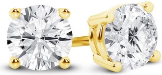Grown Brilliance 14K Yellow Gold IGI Certified 2 Carat Round Cut Lab Grown Diamond Stud Earrings for Women, VS Clarity, E-F Color, Prong Set