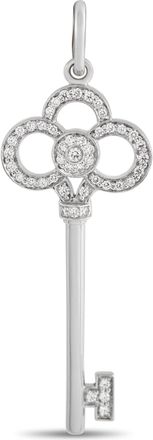 Tiffany & Co. Keys 18K White Gold Diamond Crown Key Pendant TI33-052026