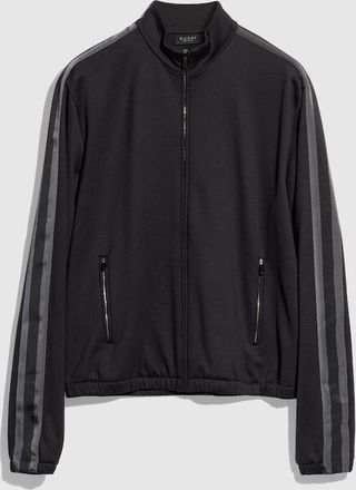Gucci Cotton Jersey Zip Jacket With Muted Web, Size XXXL, Black