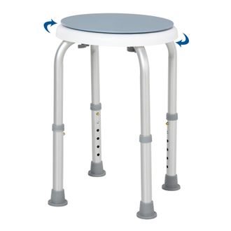 HOMCOM 360 Swivel Seat Bath Shower Stool Adjustable Height w/ Aluminium Frame Non-Slip Feet Chair Safe Support Home Assistance | TJ Hughes
