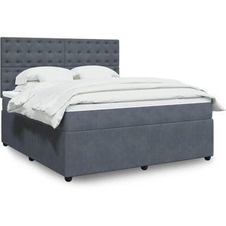 vidaXL Vidaxl - Cama Box Spring Con Colch&oacute;n Terciopelo Gris Oscuro 180x200 Cm