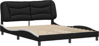 vidaXL Estructura Cama Cabecero Cuero Sint&eacute;tico Negro Blanco 160x200cm Vidaxl