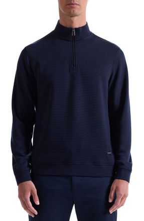 Bugatchi Quarter Zip Top in Navy at Nordstrom, Size X-Large