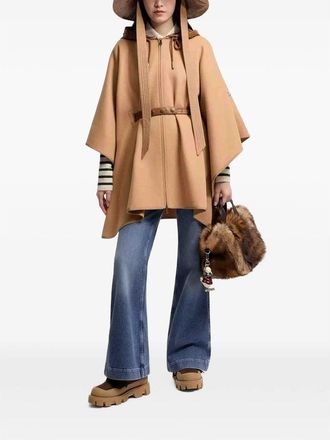 Moncler Felted Virgin Wool Blend Cape - Beige