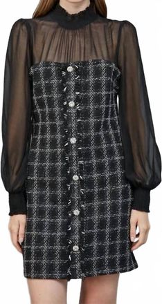 Fate Modchic Tweed Dress In Black